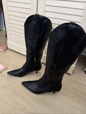 Black Pointed-Toe Knee-High Boots - Steven from Nordstrom size 8.5